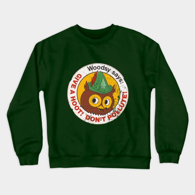 Woodsy Owl Crewneck Sweatshirt by retrorockit